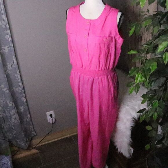 Vintage Pants - Vintage | 1980's Casual Jumpsuit Large Pink Barbie Costume